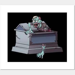 Zombie Coming Out Coffin Posters and Art